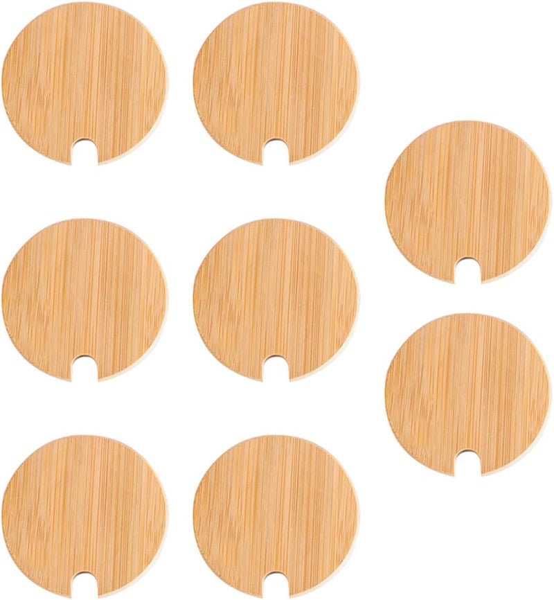 Ciieeo Lids for Mason Jars and Glass Bottles, 8pcs Set, Wooden Sealing Covers with 72mm Inner Diameter, Wide Mouth Jar Caps for Food Storage and Canning - Image 1