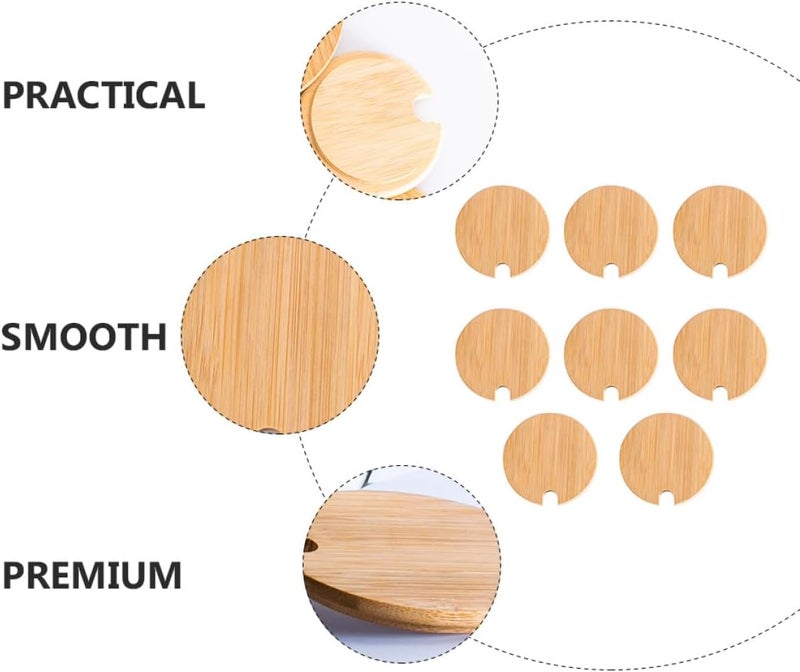 Ciieeo Lids for Mason Jars and Glass Bottles, 8pcs Set, Wooden Sealing Covers with 72mm Inner Diameter, Wide Mouth Jar Caps for Food Storage and Canning - Image 5