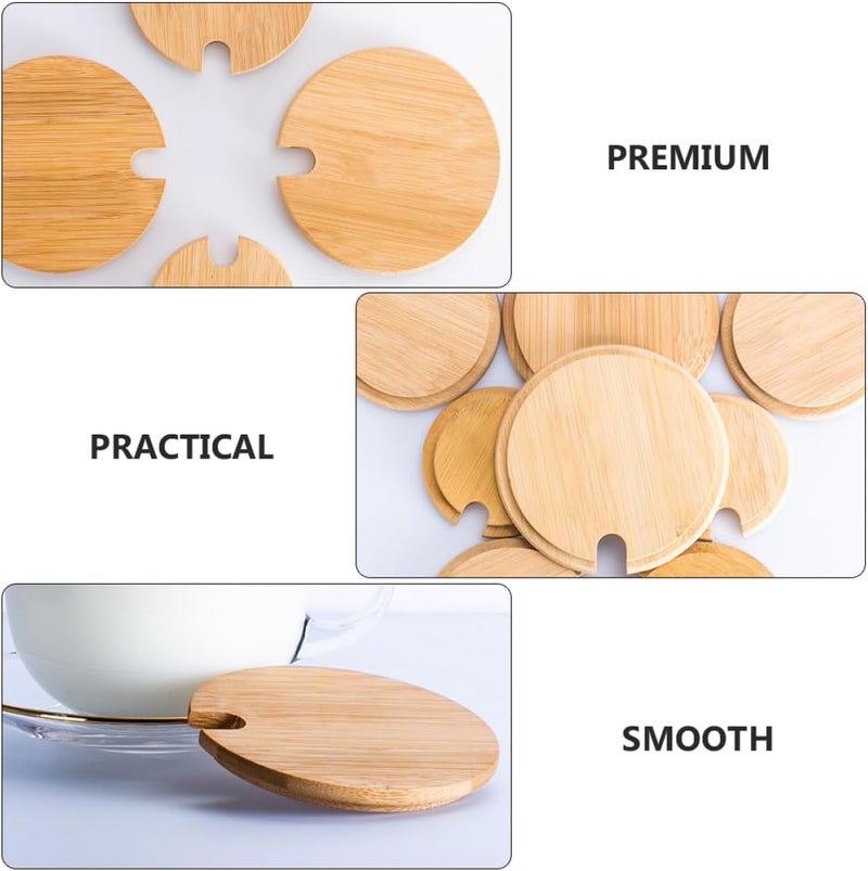 Ciieeo Lids for Mason Jars and Glass Bottles, 8pcs Set, Wooden Sealing Covers with 72mm Inner Diameter, Wide Mouth Jar Caps for Food Storage and Canning - Image 3