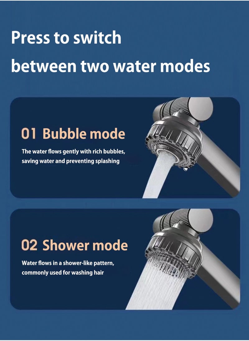 LOOPITYS - Grey bathroom faucet, 360 degree rotating bathroom faucet, bathroom sink faucet, single handle hot and cold water mixing faucet with 2 nozzle modes - Image 1