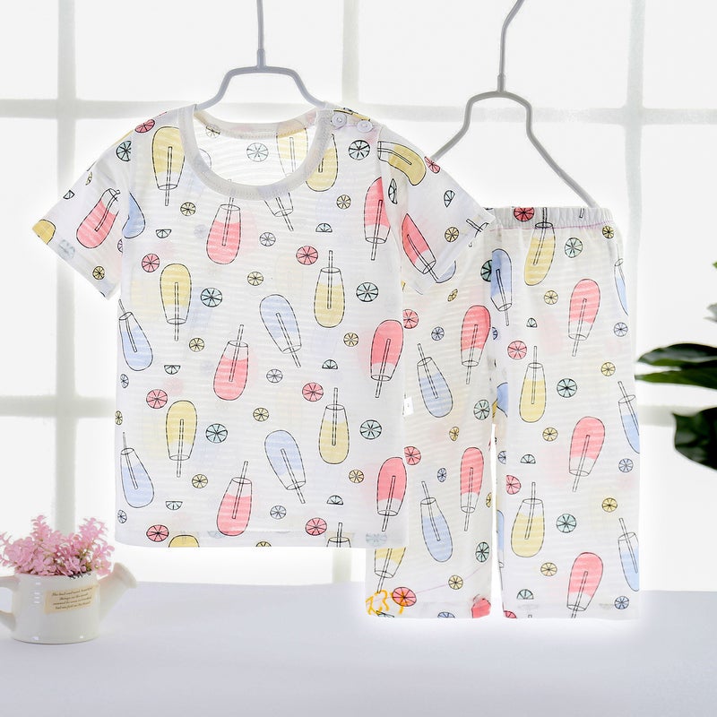 Children'S Summer Suit Breathable Home Clothes Boys' Pajamas New Korean Children'S Wear Quick-Drying Girls' Short-Sleeved Air-Conditioning Suit - Image 1
