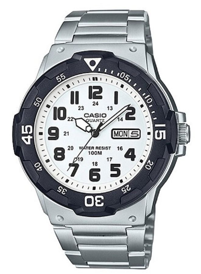 Casio Men Watch Analog White Dial Stainless Steel Band MRW-200HD7BVDF - Image 1
