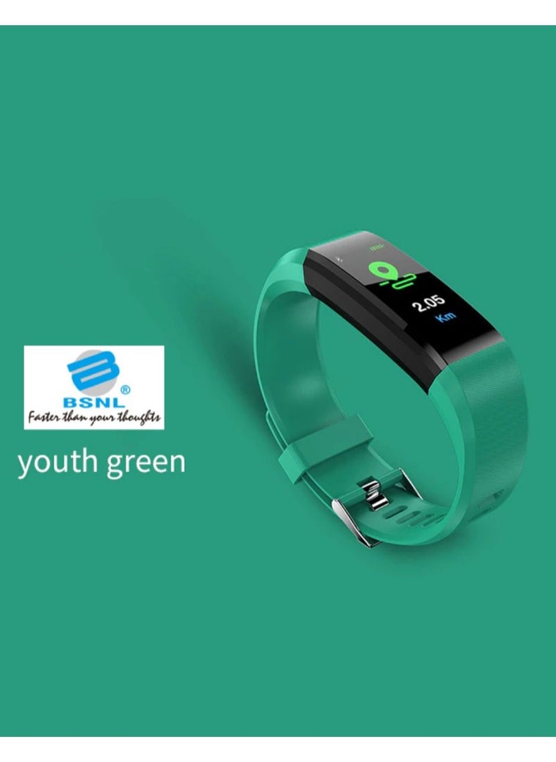 BSNL - 115 Plus Smart Bracelet Sleep Monitor Fitness Tracker With Call Message Notifications Green - Image 1