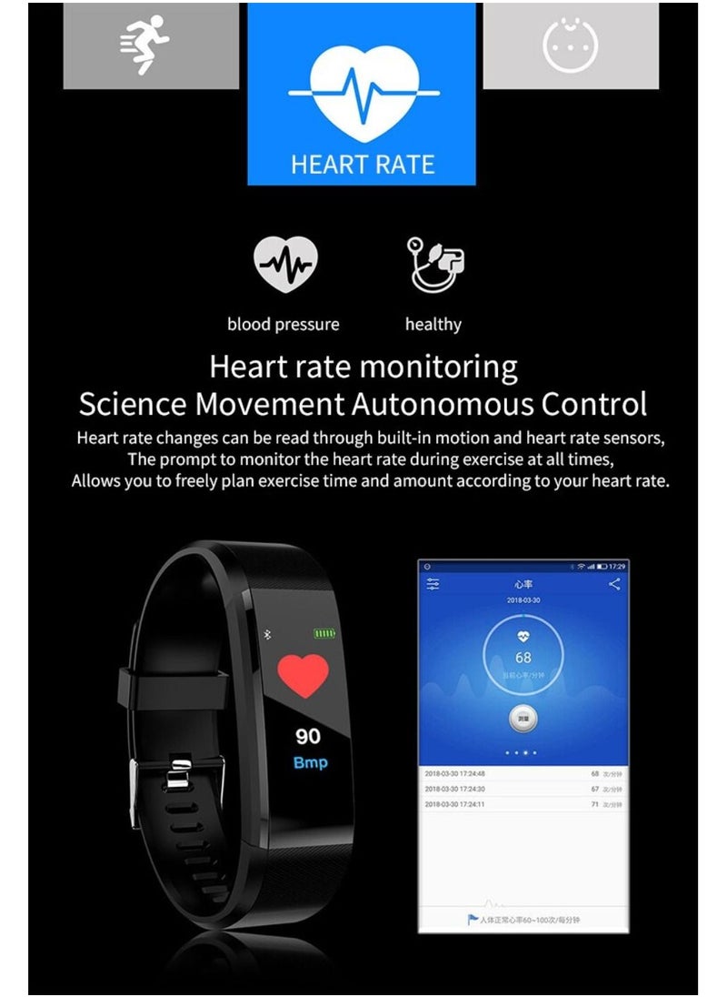 BSNL - 115 Plus Smart Bracelet Sleep Monitor Fitness Tracker With Call Message Notifications Green - Image 1