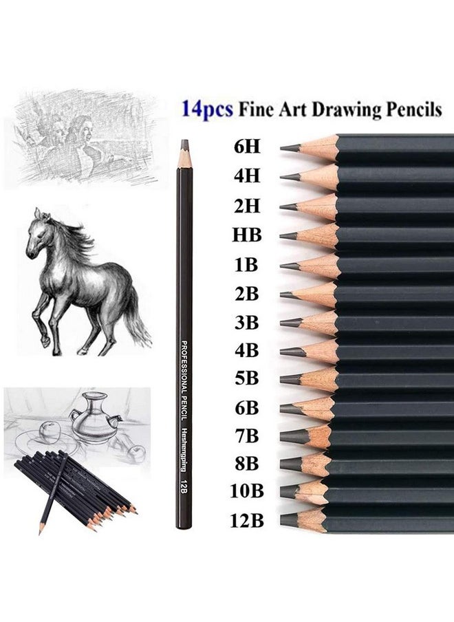 هيشنغبينغ - مجموعة أقلام الرسم والرسم 26 قطعة لوازم الرسم كيتجرافيت الفحم مجموعة أقلام الرصاص المهنية للبالغين المبتدئين الفنان - Image 1
