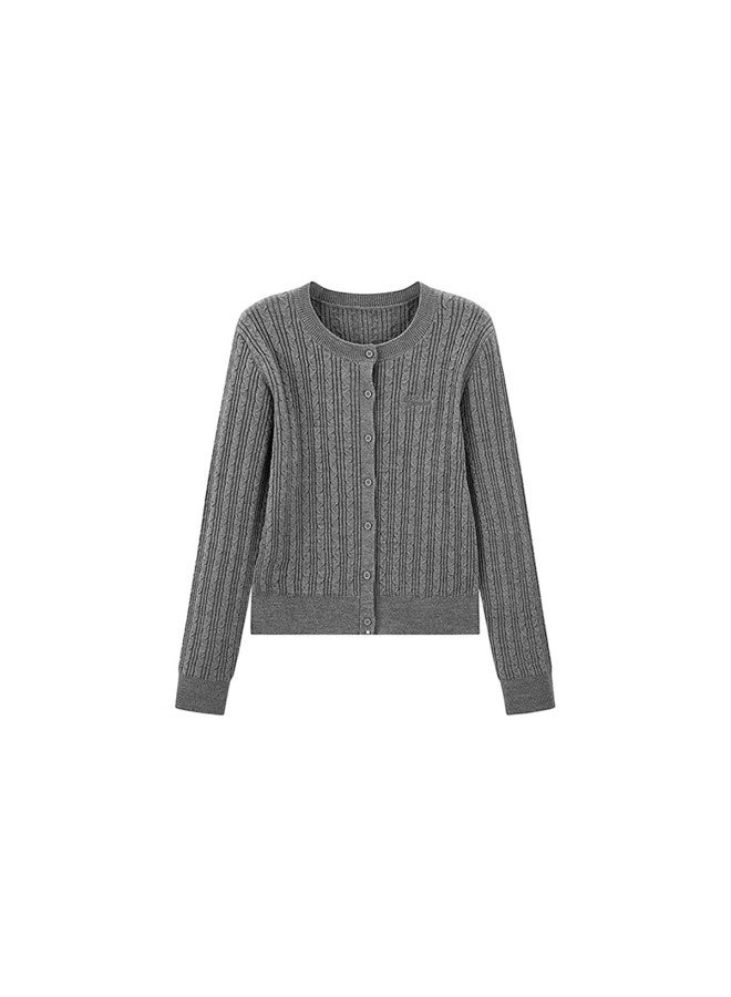 Waxbird Peacebird Women's Knitwear Miu Series Cable Knit Spring Slim Fit Sweater Gray S - Image 5