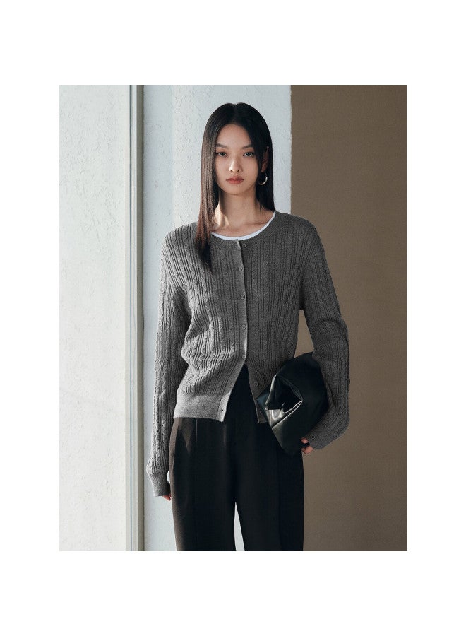 Waxbird Peacebird Women's Knitwear Miu Series Cable Knit Spring Slim Fit Sweater Gray S - Image 1