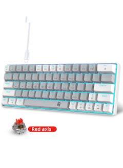 Rock Pow ROCK POW 60% Wired Mechanical Gaming Keyboard 63 keys Ice Blue Backlit Ultra-Compact Mini Keyboard Mini Compact Keyboard for PC/Mac Gamer Typist Easy Carry on Trip Red Switch  - Image 4