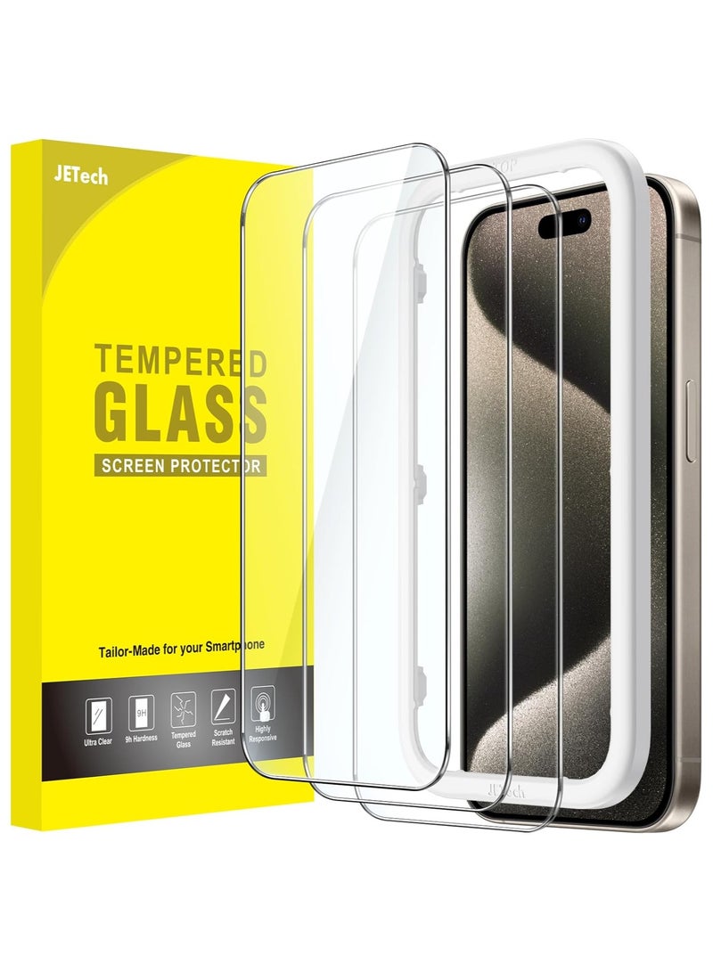 Jetech Screen Protector for Iphone 15 Pro Max 6.7 Inch Tempered Glass Film With Easy Installation Tool Case Friendly Hd Clear 3 Pack - Image 1