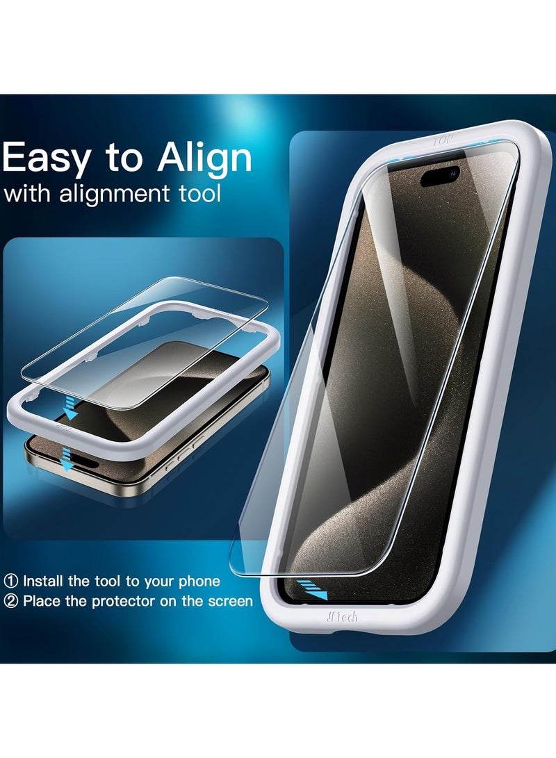 Jetech Screen Protector for Iphone 15 Pro Max 6.7 Inch Tempered Glass Film With Easy Installation Tool Case Friendly Hd Clear 3 Pack - Image 5