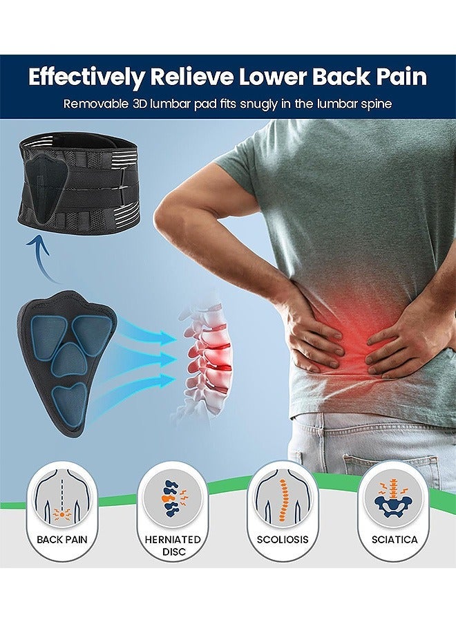general Back Brace with 3D Lumbar Pad, Adjustable 6X Back Support Belt for Lower Back Pain Relief,  Men Women Posture Corrector for Scoliosis Herniated Disc Sciatica (Waist: 37.4"-43.3") - Image 4