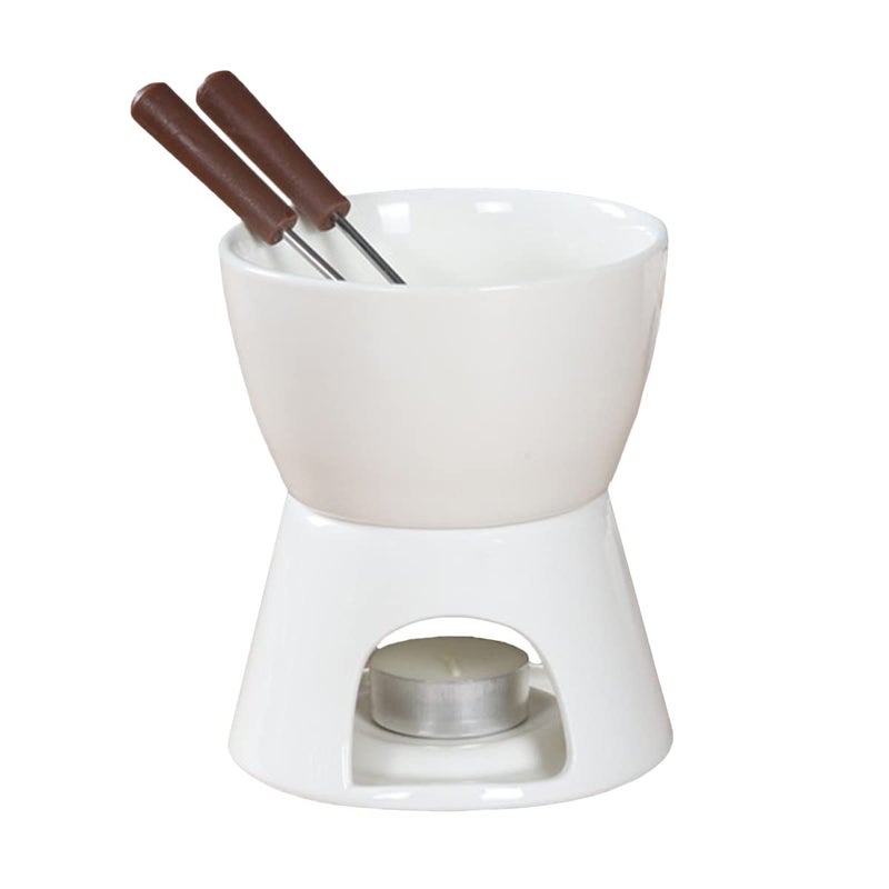 Sizikato Pure White Porcelain Chocolate Fondue Set 10 Oz