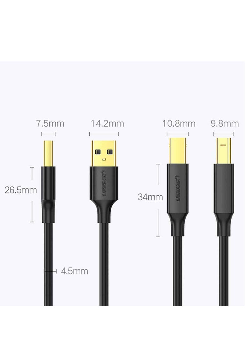 يو جرين 20847 US135 USB2.0 AM to BM Print Cable 2m -Black - Image 2