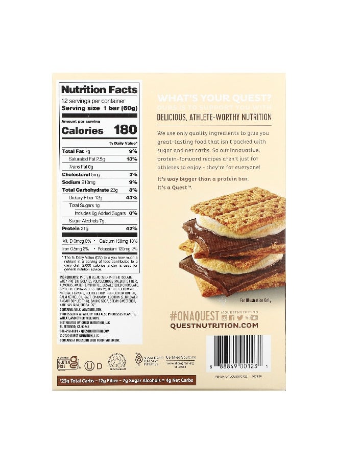 QUEST NUTRITION Quest Nutrition, Protein Bar, S'mores, 12 Bars, 2.12 (60 g) Each  - Image 2