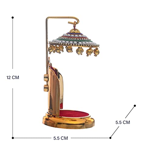 TEJ GIFTS Diamond Studded Metal Umbrella Chhatra for God Idol, Car Dashboard/Office Desk/Table/Home Decor Showpiece, Chatri Aasan for God Murti, Ideal Gift Item for Housewarming (No. 3) - Image 5