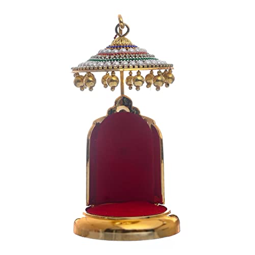 TEJ GIFTS Diamond Studded Metal Umbrella Chhatra for God Idol, Car Dashboard/Office Desk/Table/Home Decor Showpiece, Chatri Aasan for God Murti, Ideal Gift Item for Housewarming (No. 3) - Image 1
