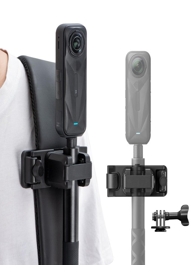 ستارترك فيديو حامل عصا السيلفي STARTRC VCR مع مشبك تثبيت على حزام حقيبة الظهر لكاميرات Insta 360 X5 X4 Go Ultra ACE Pro 2، قابل للتعديل مع آلية تحرير سريعة لكاميرات Pro Hero 13 و12 Max 2 وDJI Osmo Nano Action 5. ملحقات الكاميرا - Image 1