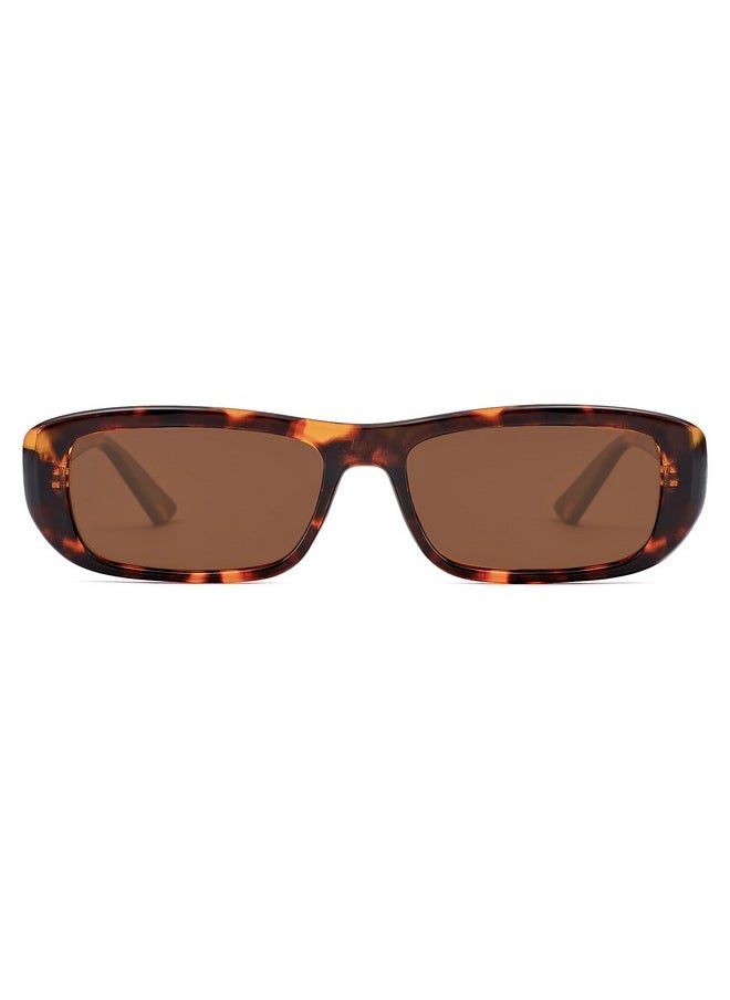 Sojos Retro Rectangle Polarized Sunglasses For Women Men Trendy Narrow Rectangular Frame Sunnies Sj2351, Dark Tortoise Frame/Brown Lens  - Image 3