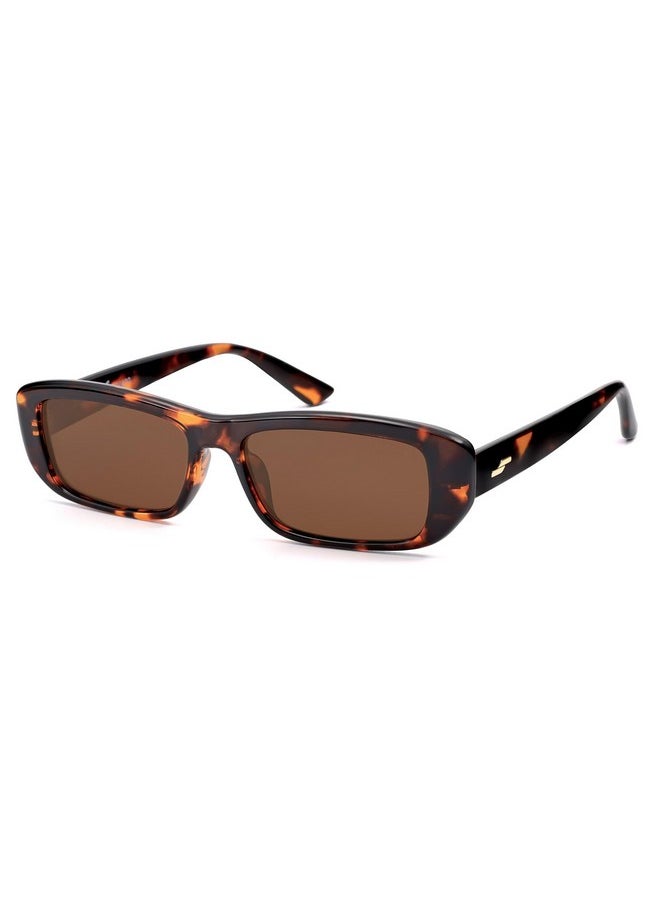 Sojos Retro Rectangle Polarized Sunglasses For Women Men Trendy Narrow Rectangular Frame Sunnies Sj2351, Dark Tortoise Frame/Brown Lens  - Image 1