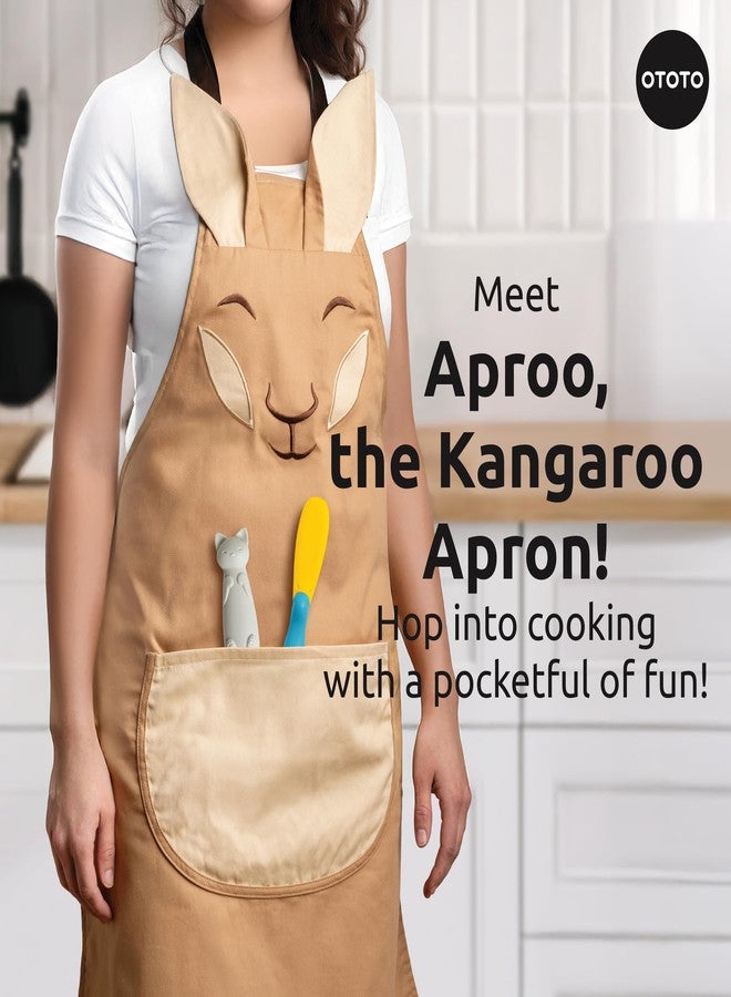 OTOTO Aproo Cooking Apron - Cute Kitchen Apron with Pockets, Funny and Giftable Kitchen Accessories, Kangaroo Design - Kitchen GIfts, Funny Gifts, White Elephant Gifts (Brown Aproo Only) - Image 2