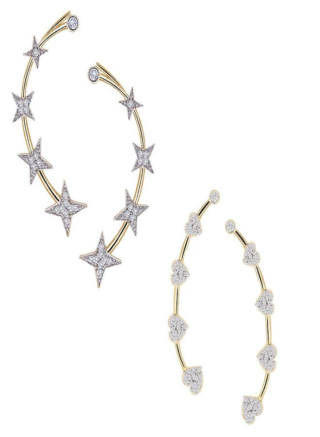 KENNICE Precious American Diamond Gold Plated Earcuff Earrings Jewellery For Women & Girls - Image 1