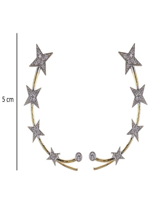 KENNICE Precious American Diamond Gold Plated Earcuff Earrings Jewellery For Women & Girls - Image 3