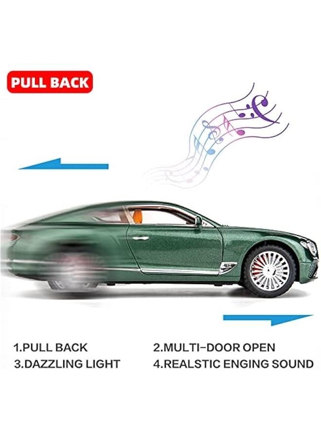Generic - Toy Car Compatible for 1/24 Bentley Continental GT Model Car Alloy Diecast Collectible Pull Back Car Toy Door Can Be Opened for Boys Girls Gift(Green) - Image 1