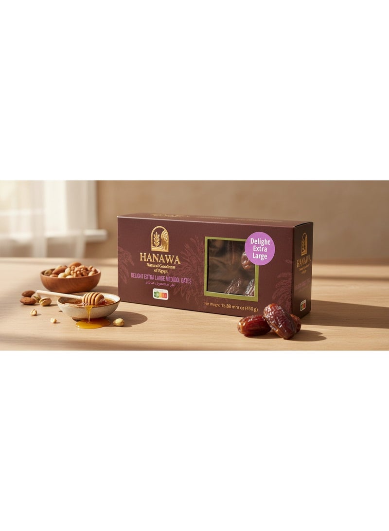 HANAWA Delight SUPER JUMBOO Egyptian Medjool Dates 450g | Natural Luxury Dates | Vegan | No Added Sugar - Image 2