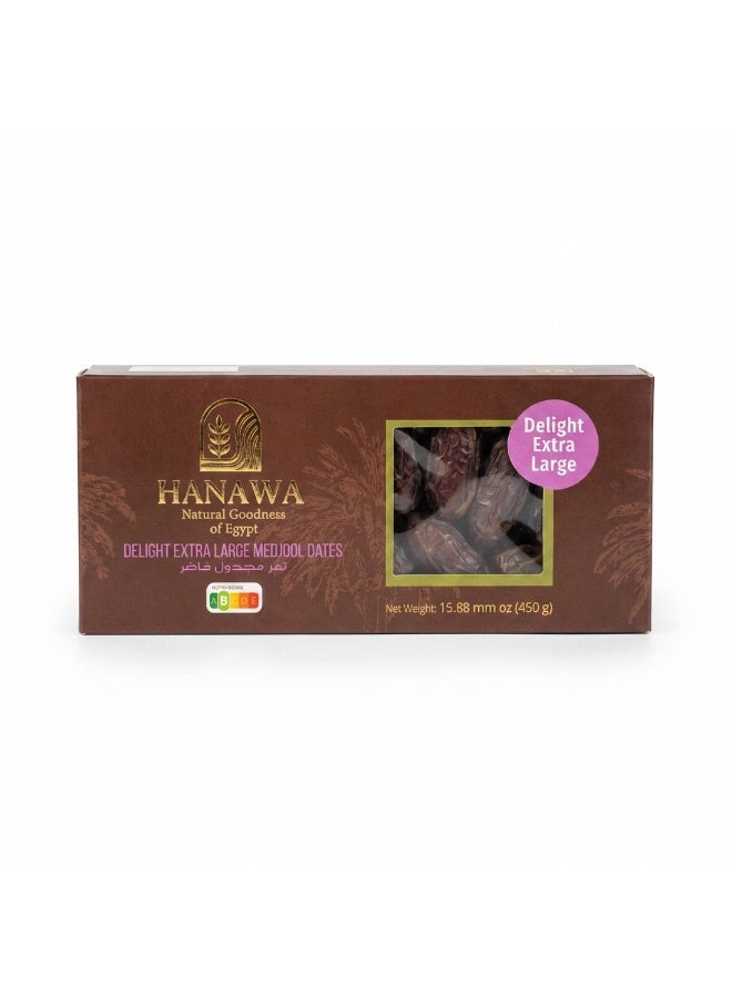 HANAWA Delight SUPER JUMBOO Egyptian Medjool Dates 450g | Natural Luxury Dates | Vegan | No Added Sugar - Image 1