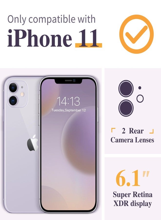 GVIEWIN Compatible with iPhone 11 Case 6.1'' 2019, with Screen Protector+Camera Lens Protector, Non-Yellow Flower Clear Soft TPU Slim Bumper Shockproof Protective Phone Cover, Foliolosa/Purple - Image 2