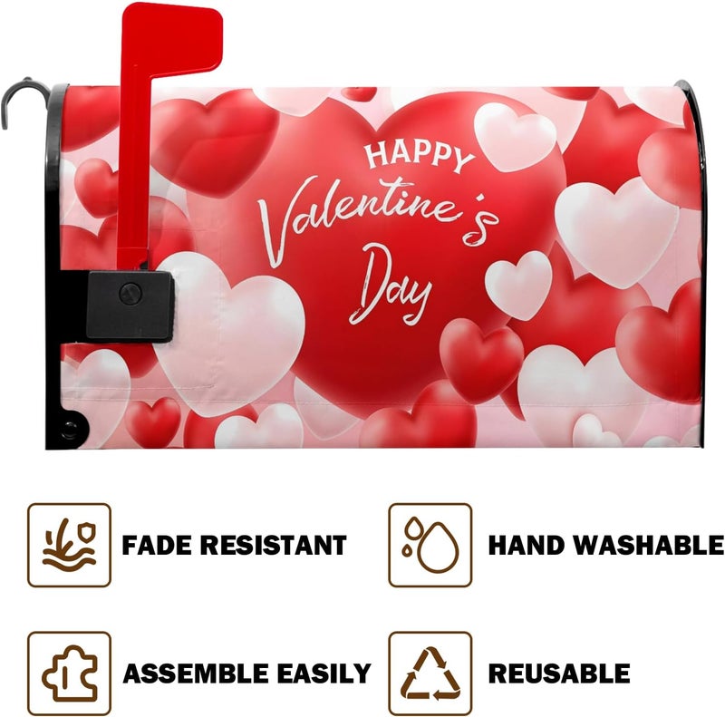 Farg Valentine Mailbox Covers Magnetic Valentine‘s Day Mail Box Cover Valentines Heart Love Post Letter Box Wrap for Garden 21x18 in Mailbox Wraps for Yard Home Decor - Image 4