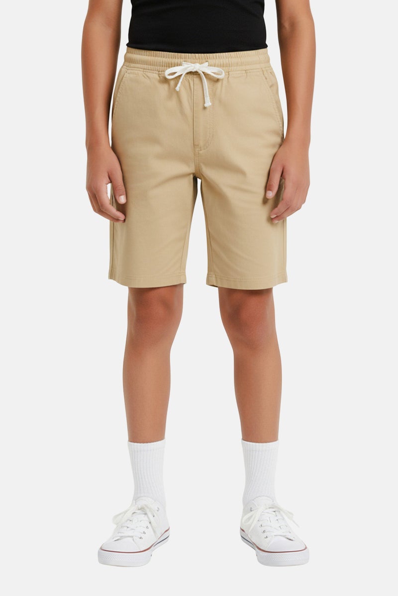 Bearpaw Kids Boy Plain Chino Shorts, Tan - Image 1