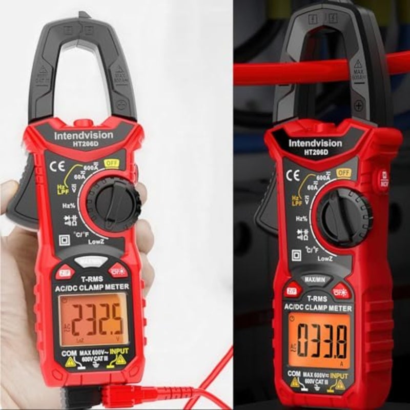 AC/DC Digital Clamp Meter T-RMS 6000 Counts, Multimeter Voltage Tester Auto-ranging, NCV AC DC Current Voltage Resistance Capacitance Frequency Diode Temperature Measure Tester HT206D - Image 5