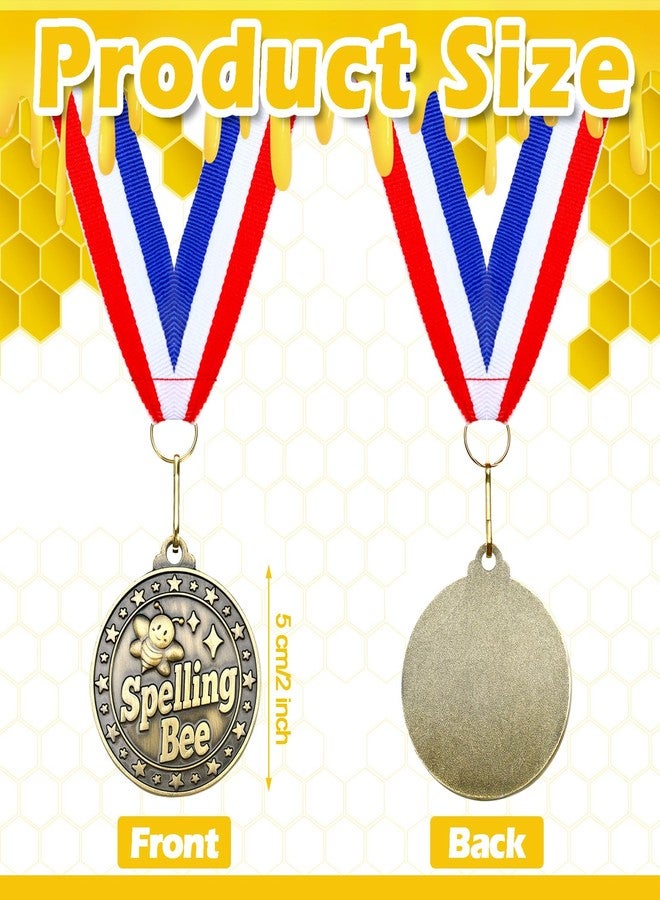 Quelay 30 Pcs 2'' Award Medals Bulk Gold Winner Medals with Neck Ribbons Metal Trophy Award Prize Gift for Tournaments, Competitions, Party, Kids and Adults (Spelling Bee) - Image 2