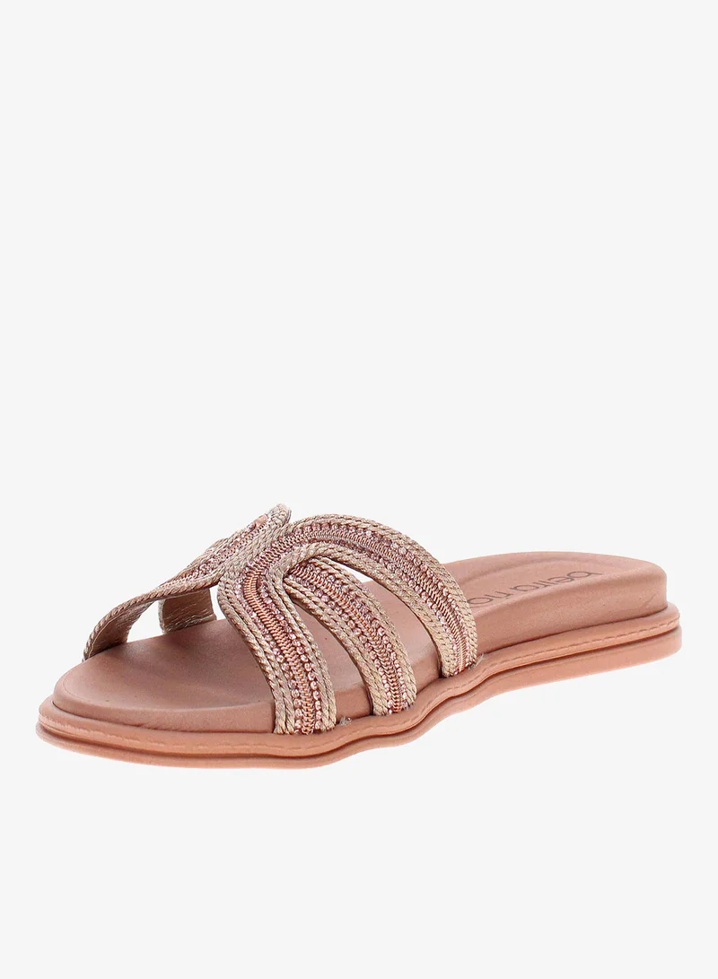 Beira Rio Gold Pink Beira Rio Women’s Flat Summer Footwear – Lightweight Slip-On Comfort with Stylish Casual Design for Women | Best Price UAE