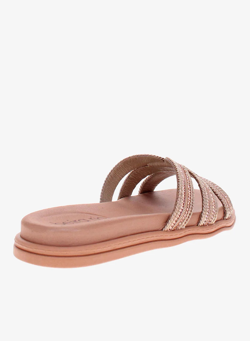 Beira Rio Gold Pink Beira Rio Women’s Flat Summer Footwear – Lightweight Slip-On Comfort with Stylish Casual Design for Women | Best Price UAE