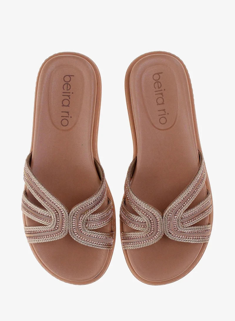 Beira Rio Gold Pink Beira Rio Women’s Flat Summer Footwear – Lightweight Slip-On Comfort with Stylish Casual Design for Women | Best Price UAE