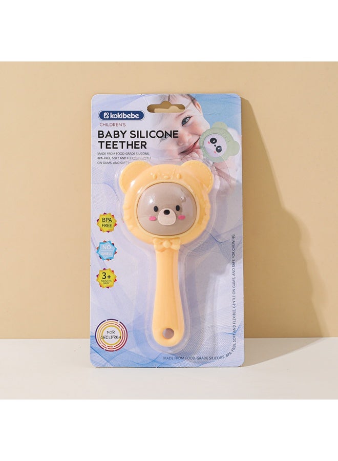 Baby Silicone Rattle Teether Cartoon Cute Newborn Toy Baby Educational Hand-held Training Molar Stick