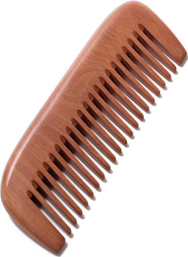 Moreinday Wooden Comb for Women, Wide Tooth Comb for Curly Hair Growth - Peach Wood - Image 1