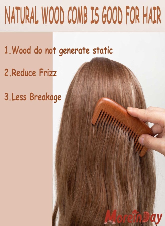 Moreinday Wooden Comb for Women, Wide Tooth Comb for Curly Hair Growth - Peach Wood - Image 4