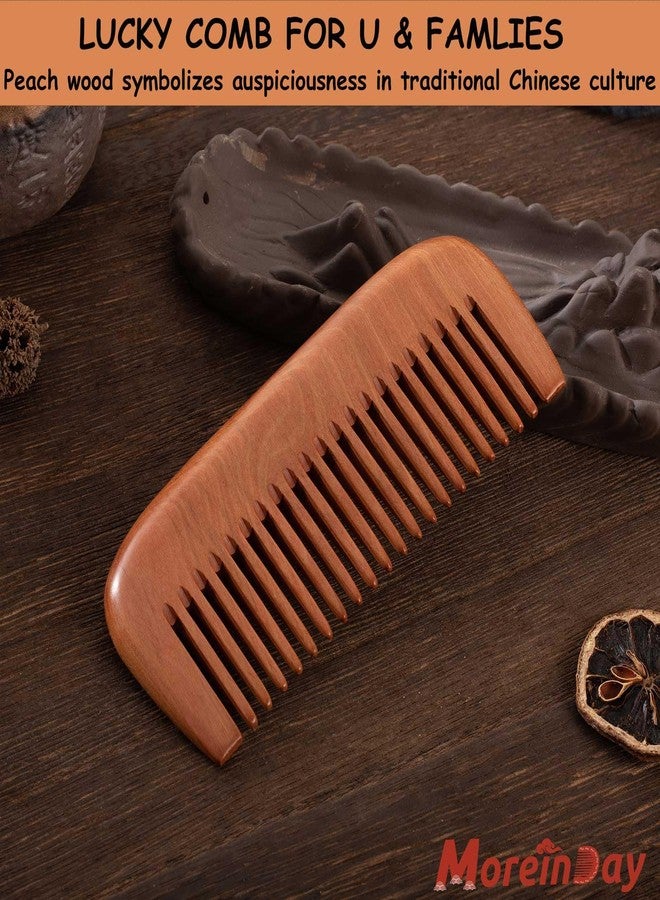 Moreinday Wooden Comb for Women, Wide Tooth Comb for Curly Hair Growth - Peach Wood - Image 2