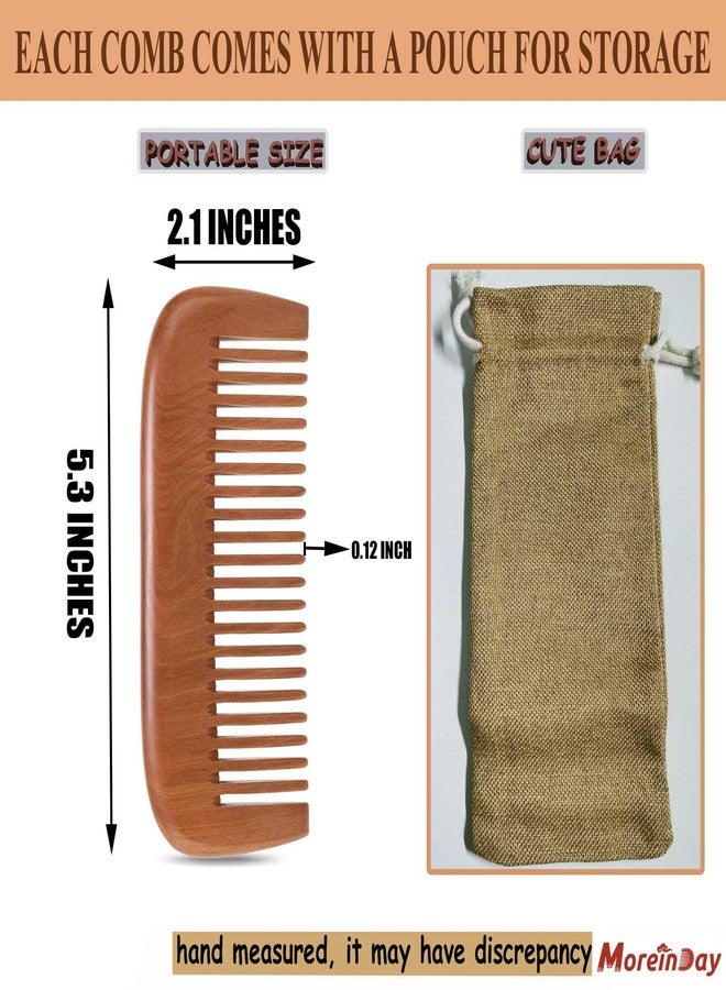 Moreinday Wooden Comb for Women, Wide Tooth Comb for Curly Hair Growth - Peach Wood - Image 3