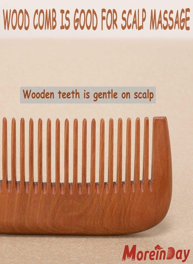 Moreinday Wooden Comb for Women, Wide Tooth Comb for Curly Hair Growth - Peach Wood - Image 5