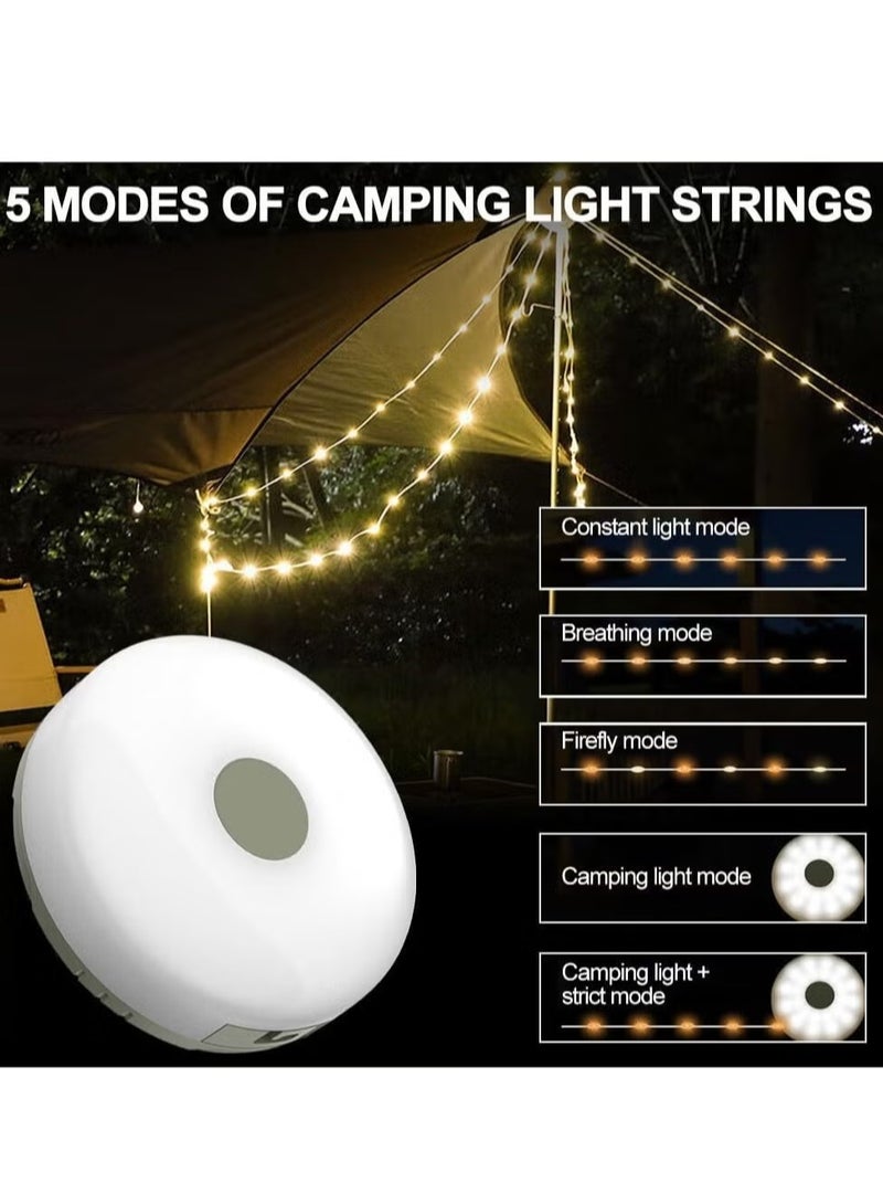 TIGER Camping String Lights, 10M Outdoor Waterproof Portable Stowable LED Lights with 5 Lighting Modes, USB Rechargeable, Warmyard Lights for Camping, RV, Hiking, Energy Class A  - Image 5