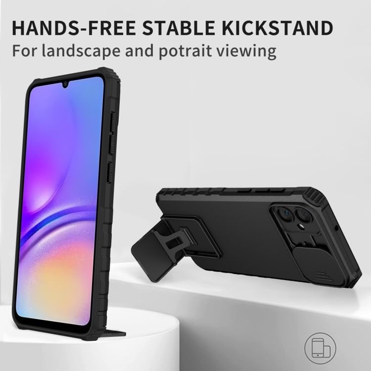 ShieldTech غطاء خلفي لهاتف سامسونج جالاكسي M05 | درع كاميرا منزلق | قاعدة ثلاثية الأبعاد سوداء | غطاء حماية 360 درجة لهاتف سامسونج جالاكسي M 05 / M05 4G | بلاستيك مقوى, أسود - Image 3