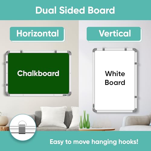 YAJNAS 16x23 Inch Non Magnetic Double Sided Whiteboard & Chalkboard, Both Side Writing Board Includes 1 whiteboard Duster and 1 Whiteboard Markers (Pack of 3) Ideal for Home, Study Room and Office - Image 2