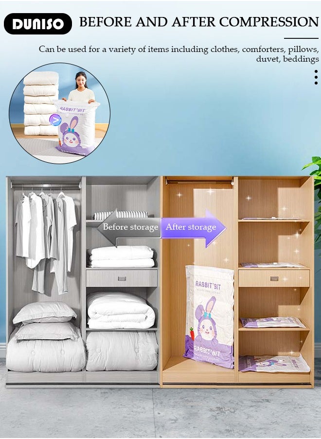 DUNISO - Combo Vacuum Storage Bag with Electric Pump, 4 Pack(1Jumbo + 1 Large + 1Medium + 1 Small) of Reusable Compression Bags, Double Zip Seal Special-Grip Clip,Travel Vacuum Sealer Bags, Rapid Vacuum for Clothes, Mattress, Blanket, Pillows Compression and Travelling - Image 1