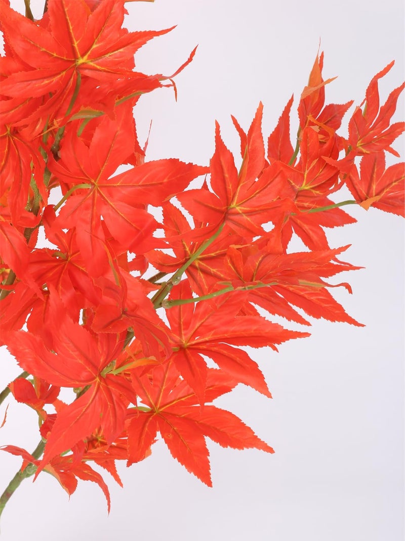 Home Bloom Home Bloom Artificial Real Touch Japanese Maple Faux Plant for Indoor Home Dcor with Pot 80 cm Tall Orange with Pot  - Image 2