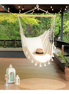 Antikiano Macrame handmade hammock | Outdoor garden furniture | Cotton hammock | Beige handcrafted hammock | Outdoor summer | High quality 200x150 cm hammock  - Image 4