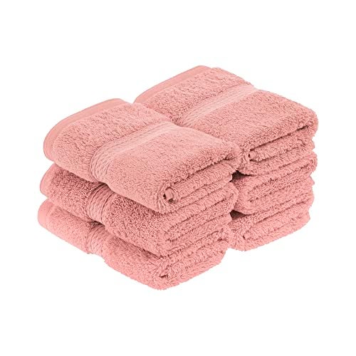 Superior Egyptian Cotton Pile Face TowelWashcloth Set of 6 Ultra Soft Luxury Towels Thick Plush Essentials Absorbent Heavyweight Guest Bath Hotel Spa Home Bathroom Shower Basics Tea Rose